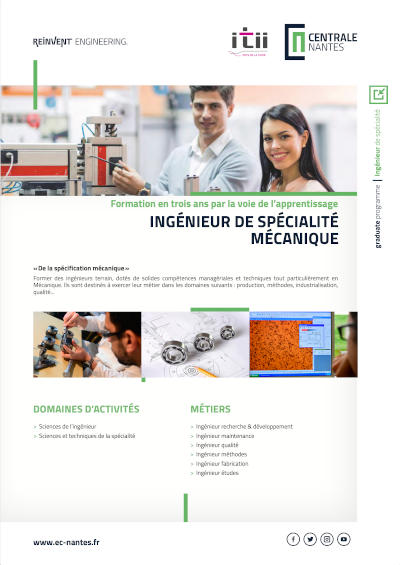 Brochure de la formation Ingénieur Mécanique